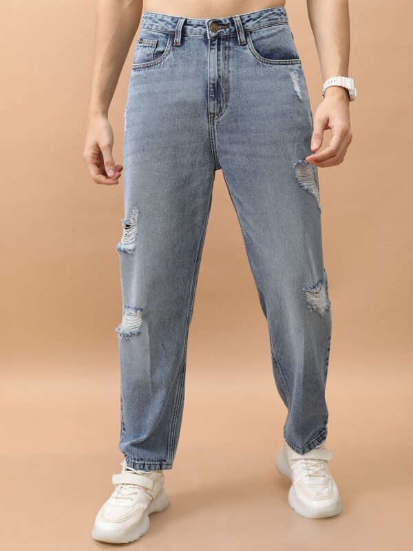 Men Relaxed Fit Highly Distressed Light Fade Jeans